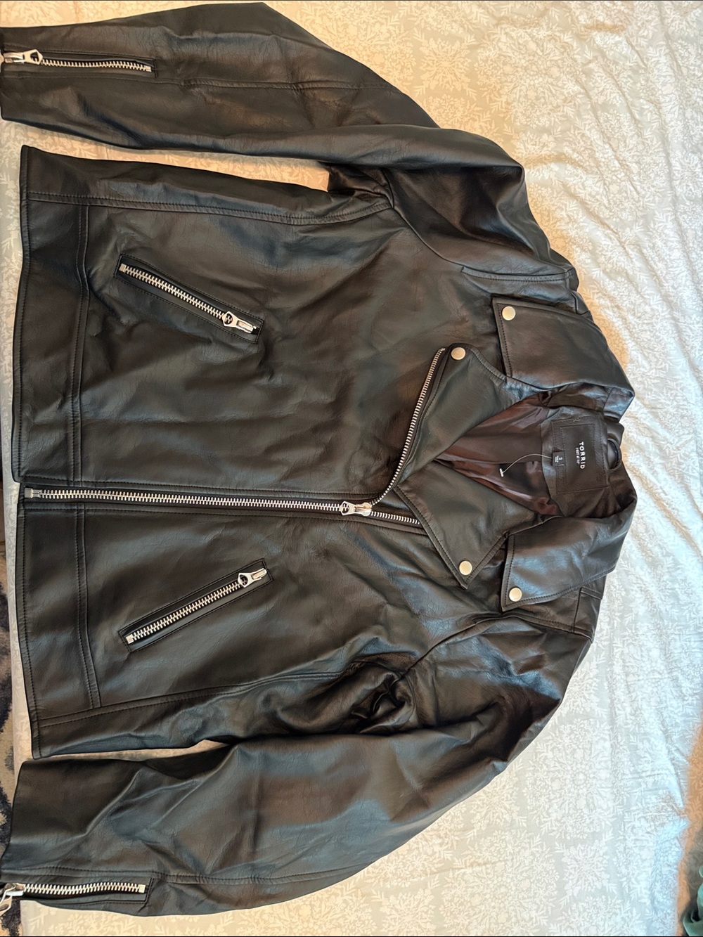 torrid Black Faux Leather Moto Jacket with Silver Hardware